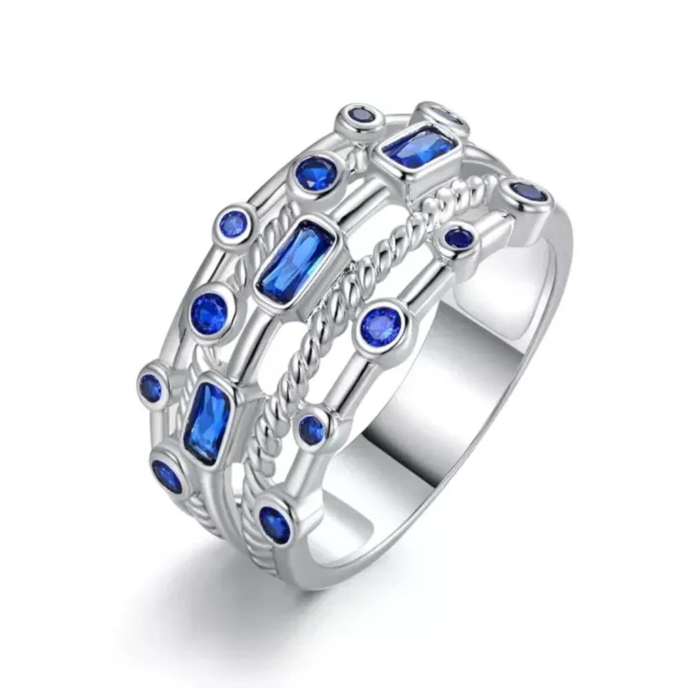 New 925 Silver Stackable Sapphire Ring - Picture 1 of 2